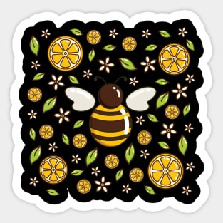 Honey Bee and Lemon | Black Sticker